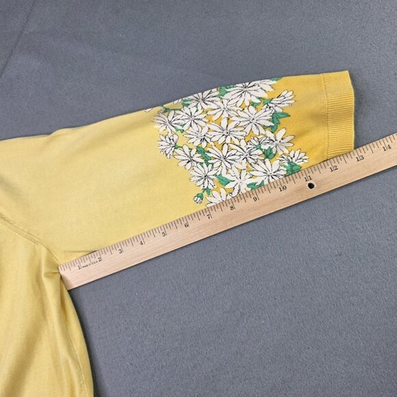 Talbots Cardigan Sweater Womens M Yellow Daisy Floral Button Front 3/4 Sleeve - Picture 11 of 12